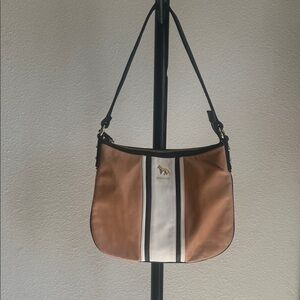 Emma Fox Tri Color Leather Tan and Cream Shoulder Bag